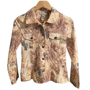 Analogy Embroidered Floral Print button down jacket. Size small